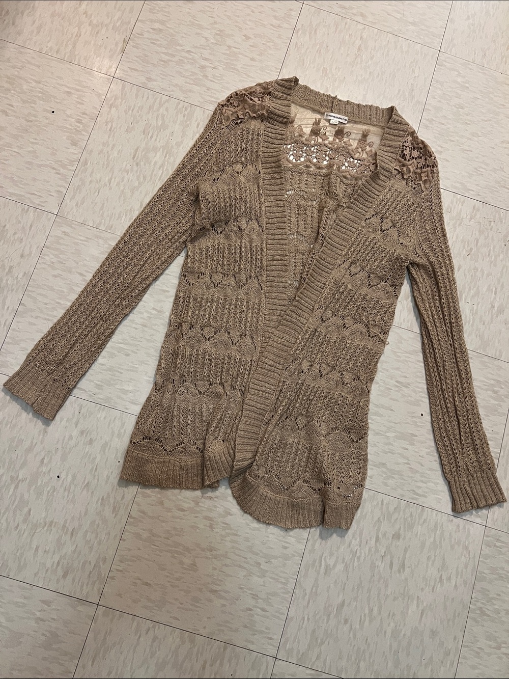 Warehouse one knit soft tan cardigan